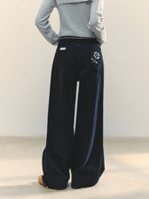 Cross-Stitch Floral Wide-Leg Pants - CHINASQUAD