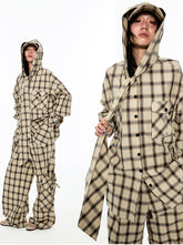 Gradient Plaid Casual Hooded Shirt - CHINASQUAD