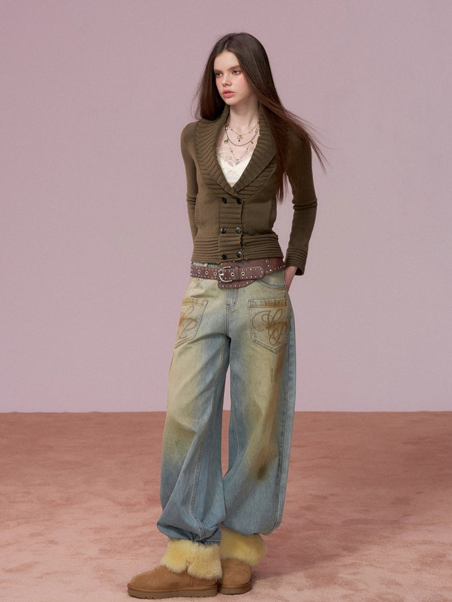 Vintage Wash Loose Denims Pants