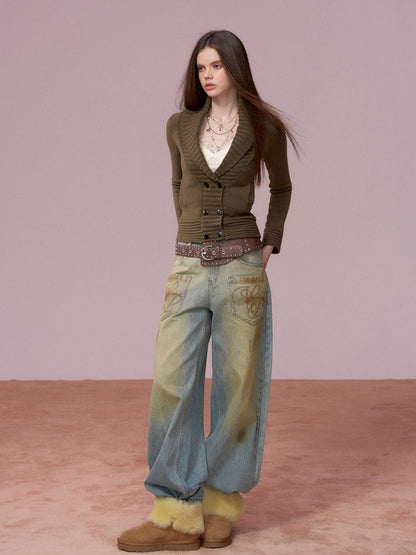 Vintage Wash Loose Denims Pants