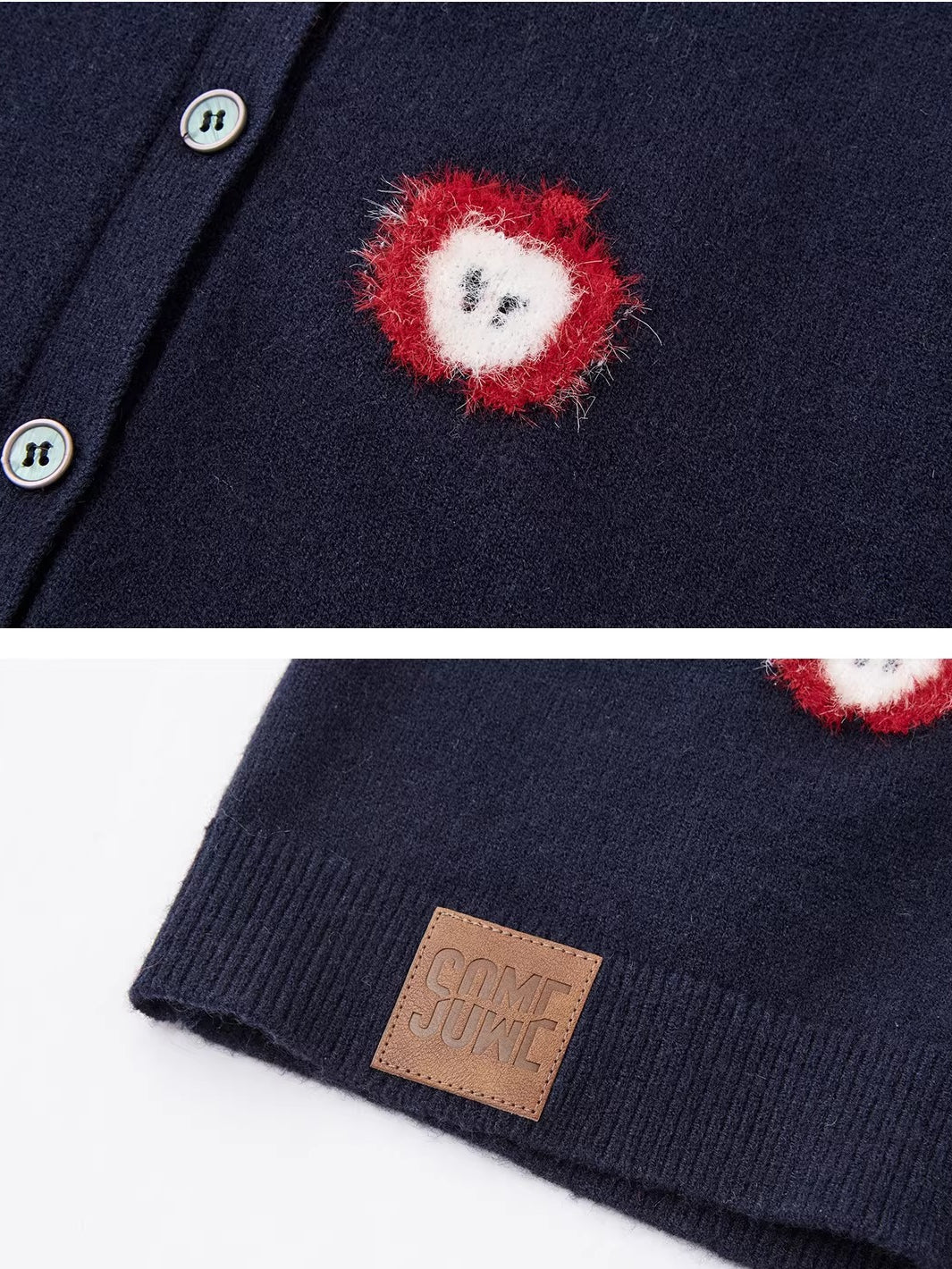 Plush Apple Jacquard Knit Cardigan