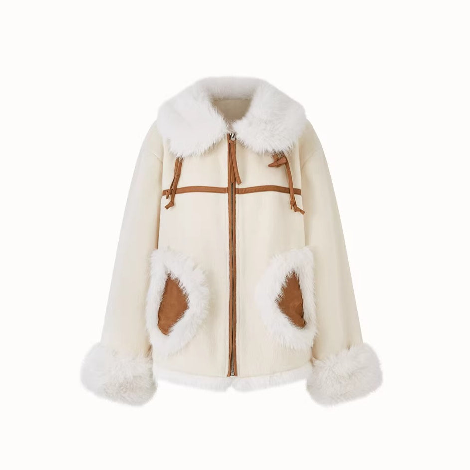 Wool-Blend Shearling-Style Oversized Jacket