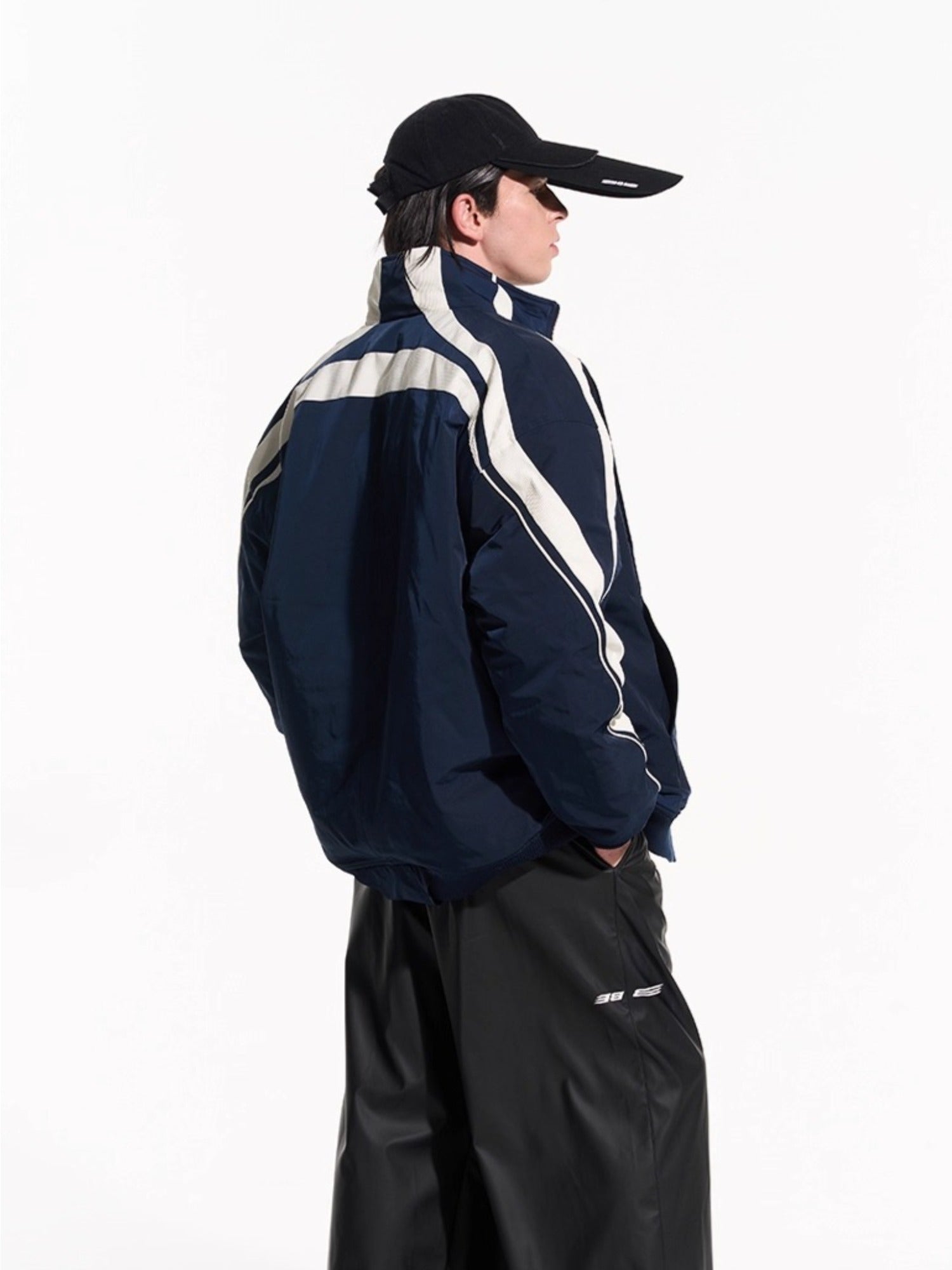 Striped Contrast Padded Cotton Jacket