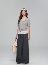 Waistband Lace-spliced Faux Two-piece Long Pants - CHINASQUAD