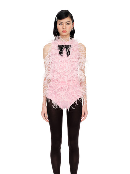 Ostrich Feather Knitted Tank Top