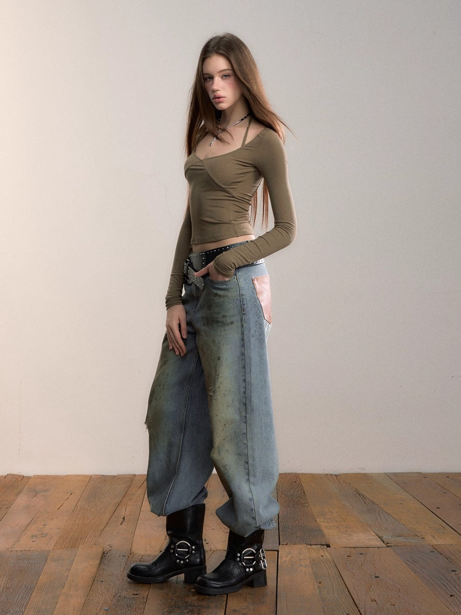 Halterneck Modal Long-Sleeve T-Shirt