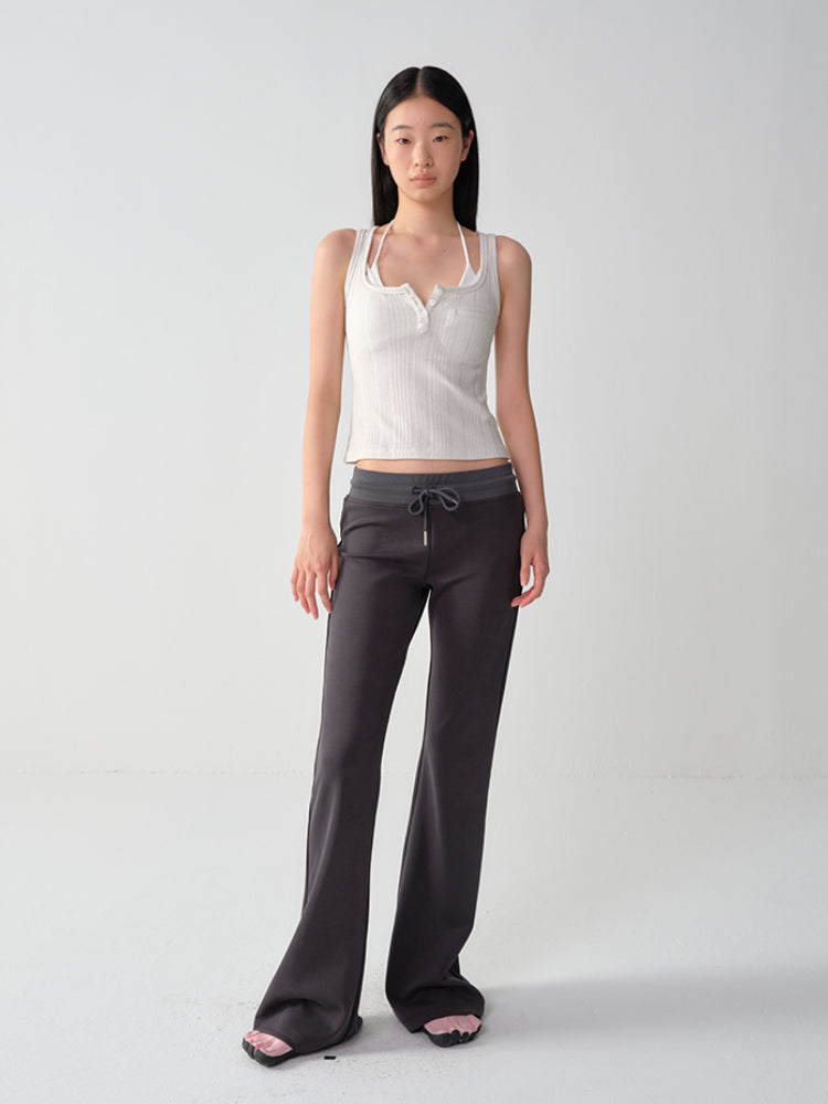 U-Neck Sleeveless Silver-Thread Tank Top