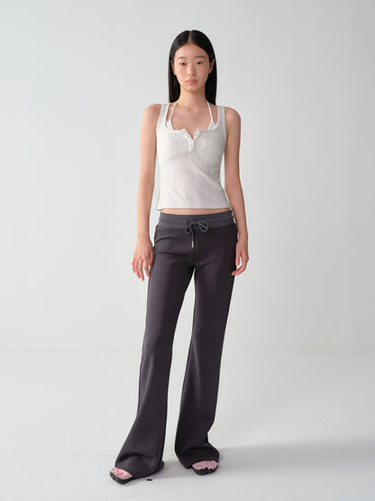 U-Neck Sleeveless Silver-Thread Tank Top