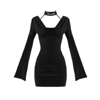 Dark Muse Cowl Neck Choker Bodycon Dress