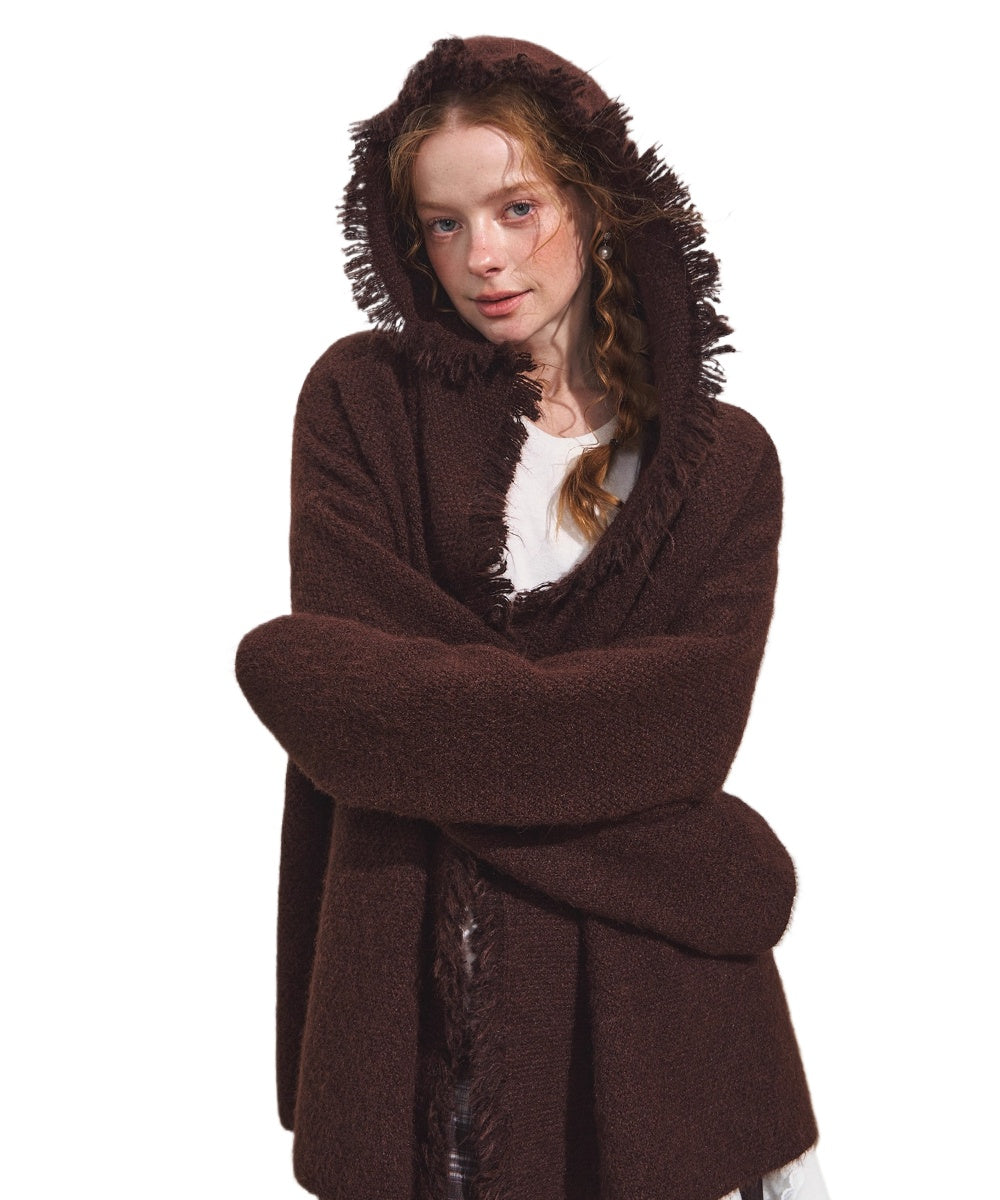 Fringed Hooded Cardigan