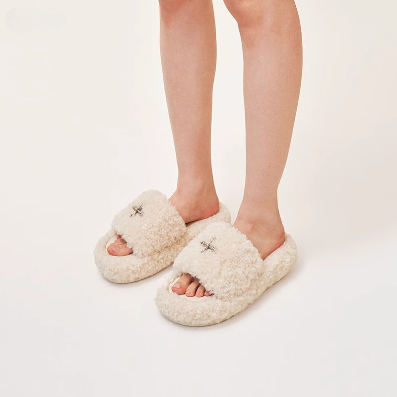 SMFK Fuzzy Platform Black Edition Slide Sandals