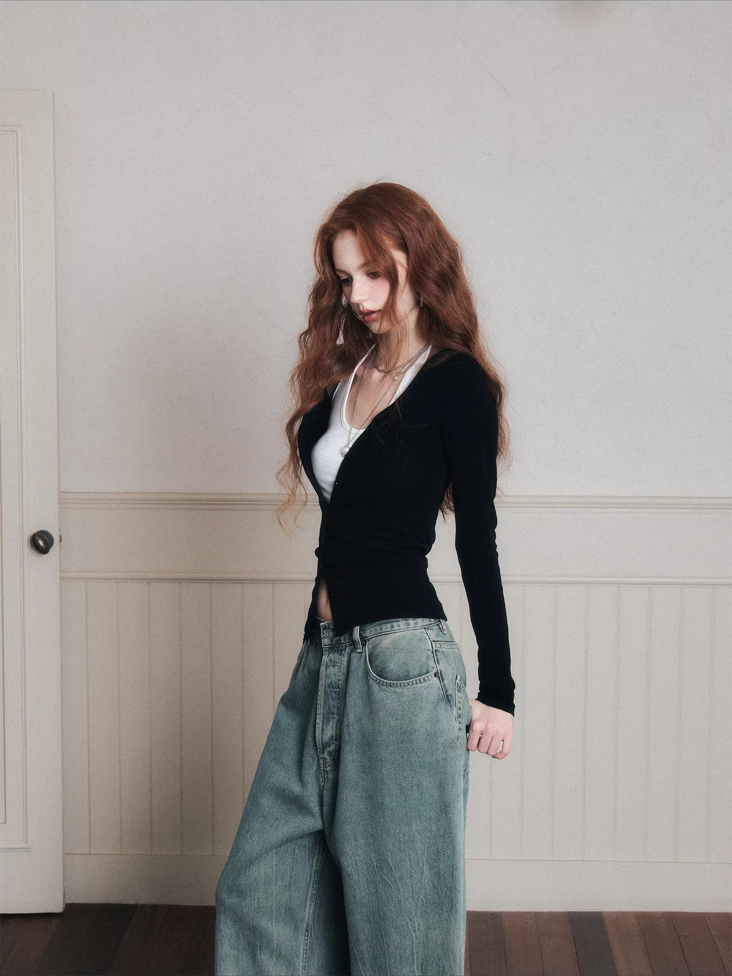 Layered Halter Camisole &amp; Knit Cardigan Set