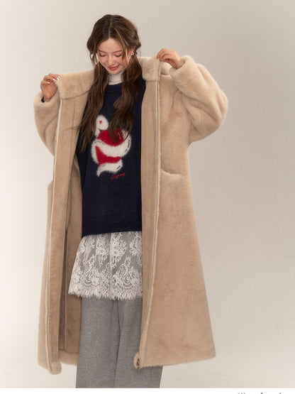 Apricot Faux Fur Long Coat