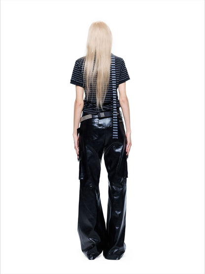 Patchwork Drawstring Adjustable T-Shirt