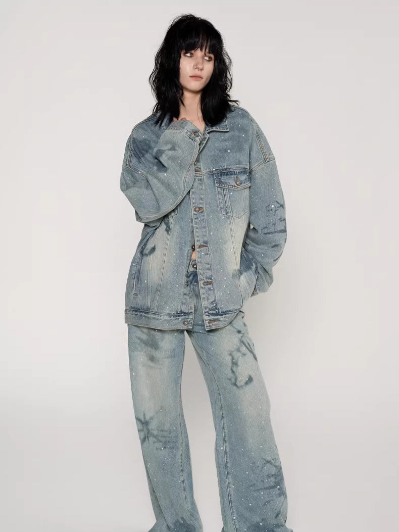 Nautical Map Straight-Leg Denim Jeans