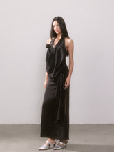 Ouro Shiny Satin Long Dress - CHINASQUAD