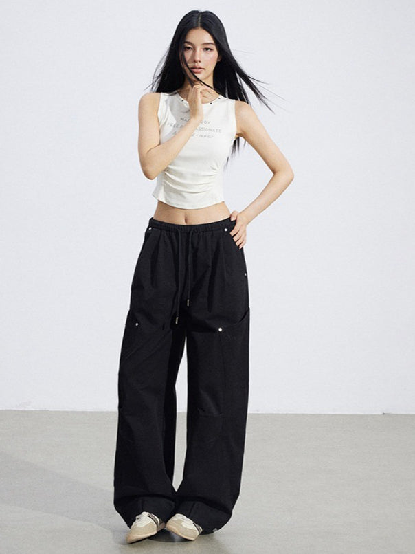 Logo Cinched Waist Sleeveless Tank Top