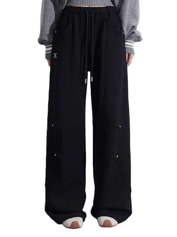 Sculpted Drape Curved-Leg Wide Pants
