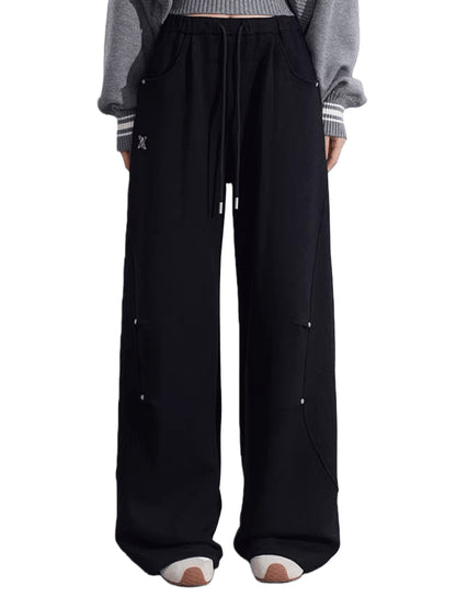 Sculpted Drape Curved-Leg Wide Pants