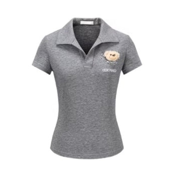 Rhinestone-Embellished Slim-Fit Cropped Polo T-Shirt