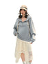 Fake Two-Piece Flower Embroidery Hat Cord Pullover Hoodie - CHINASQUAD