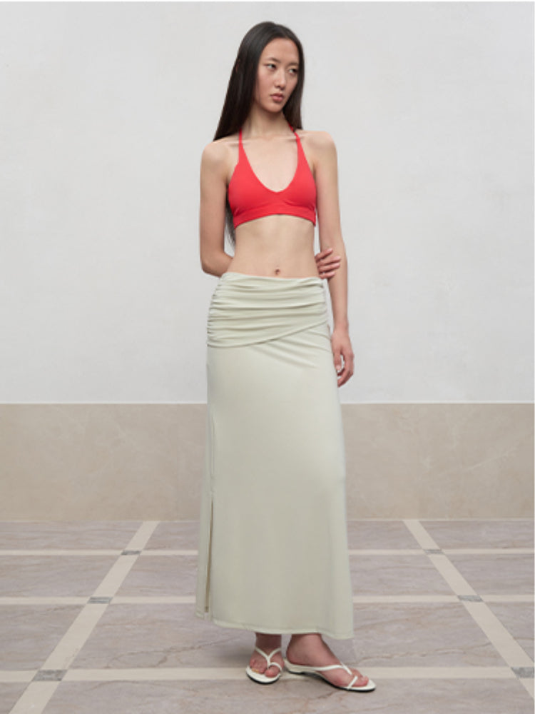 Layered Color Blocking U-Neck Halter Vest