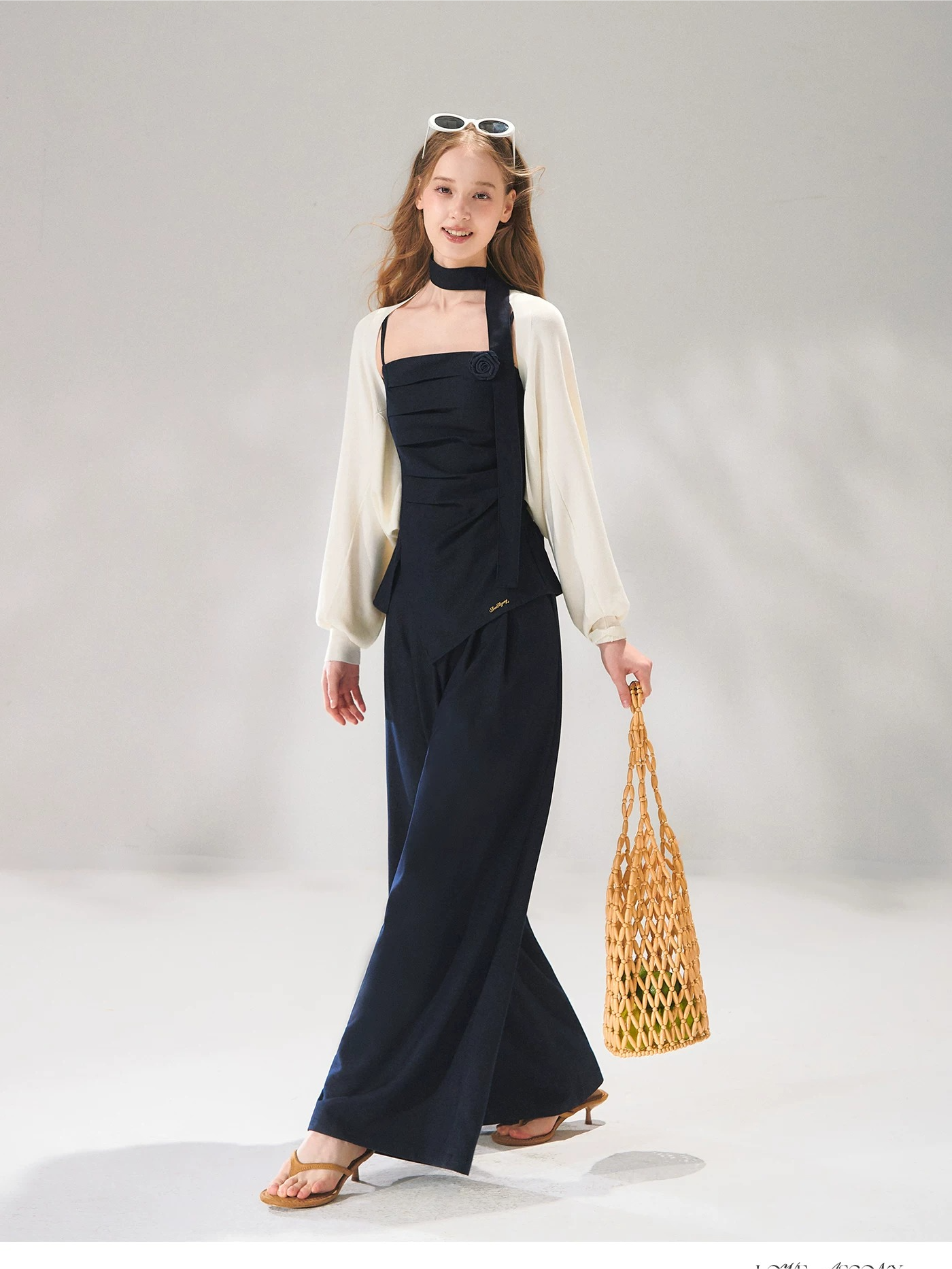 Denim-Inspired Camisole &amp; Wide-Leg Pants Set