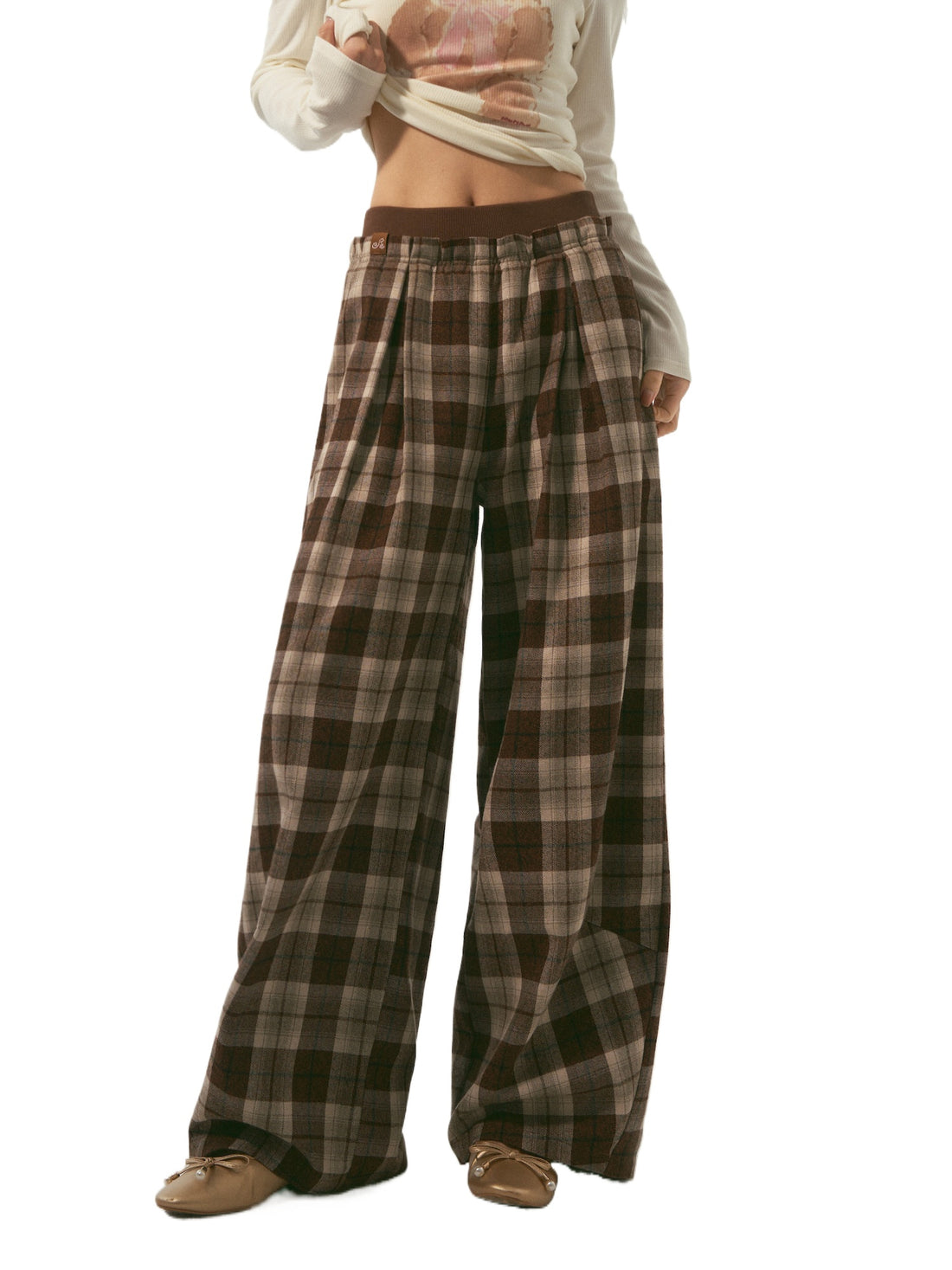 Relaxed Double-Waist Crescent-Leg Casual Pants