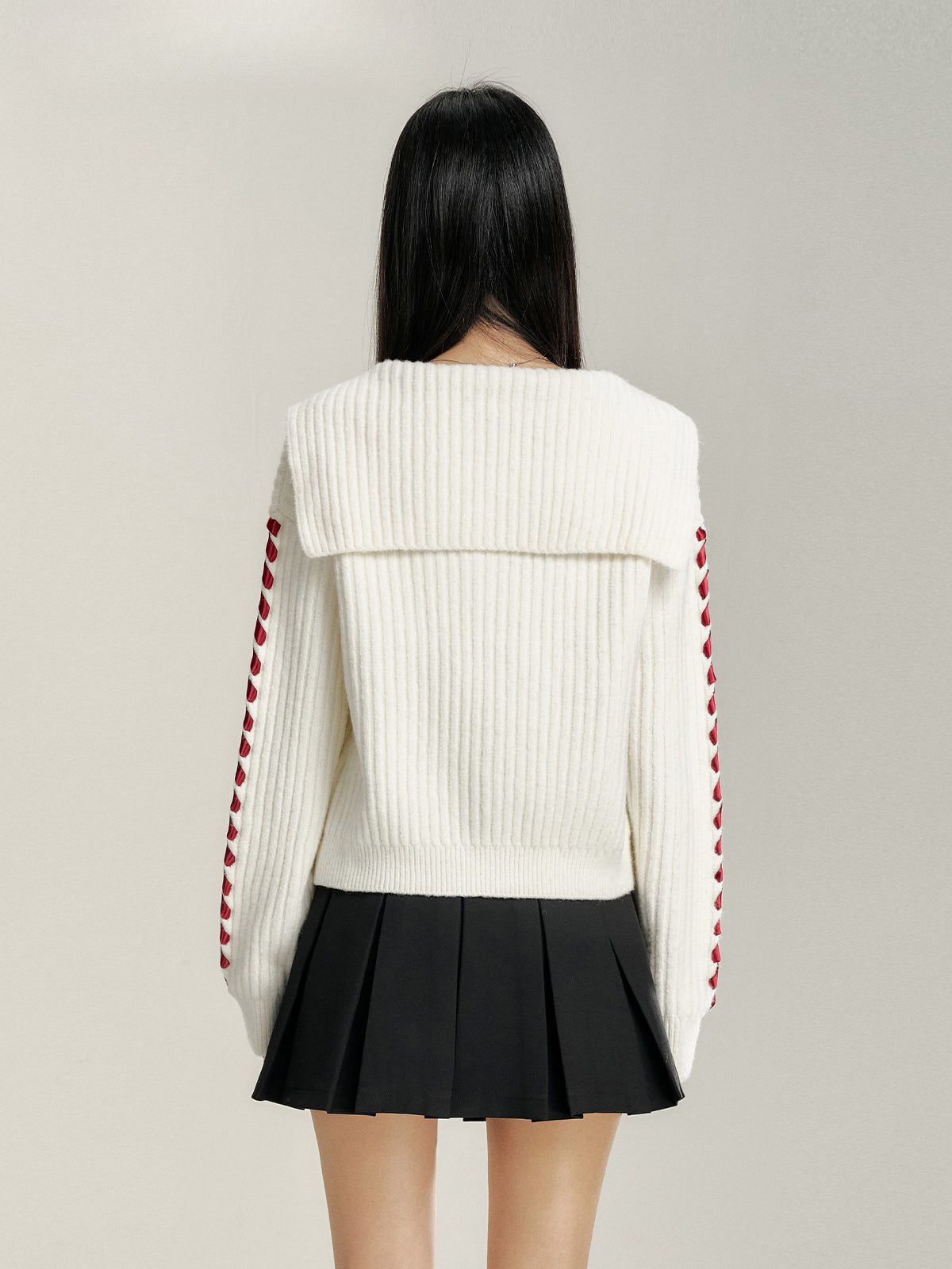 Oversized Collar Ribbon Sweater