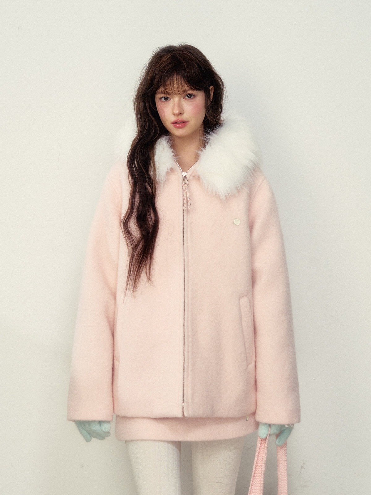 Faux Fur Collar Wool Coat