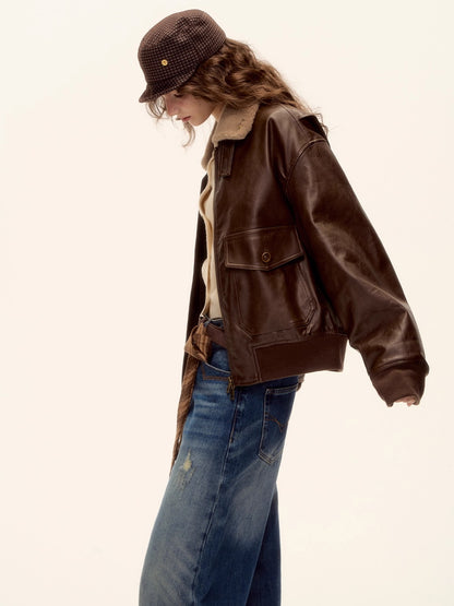 Faux Leather Padded Jacket