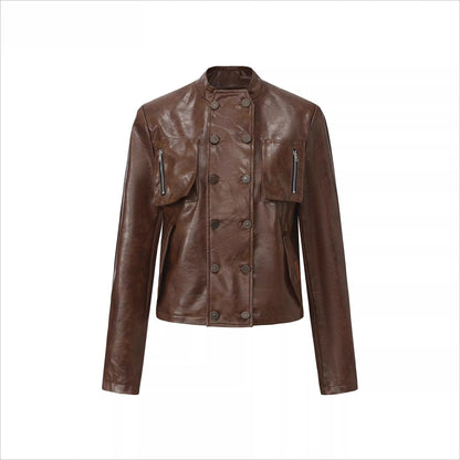 Chinese Punk Faux Leather Jacket