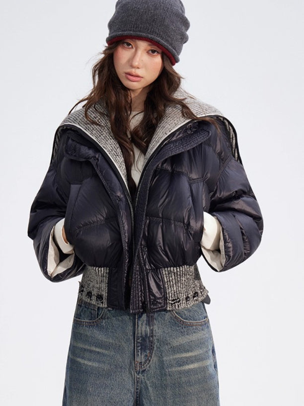 Reversible Knit Lapel Down Jacket