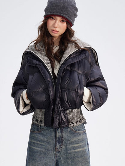 Reversible Knit Lapel Down Jacket