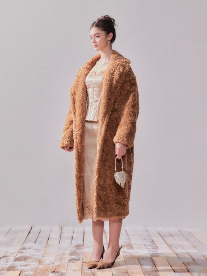 Hokkaido Letter Teddy Fleece Oversized Coat