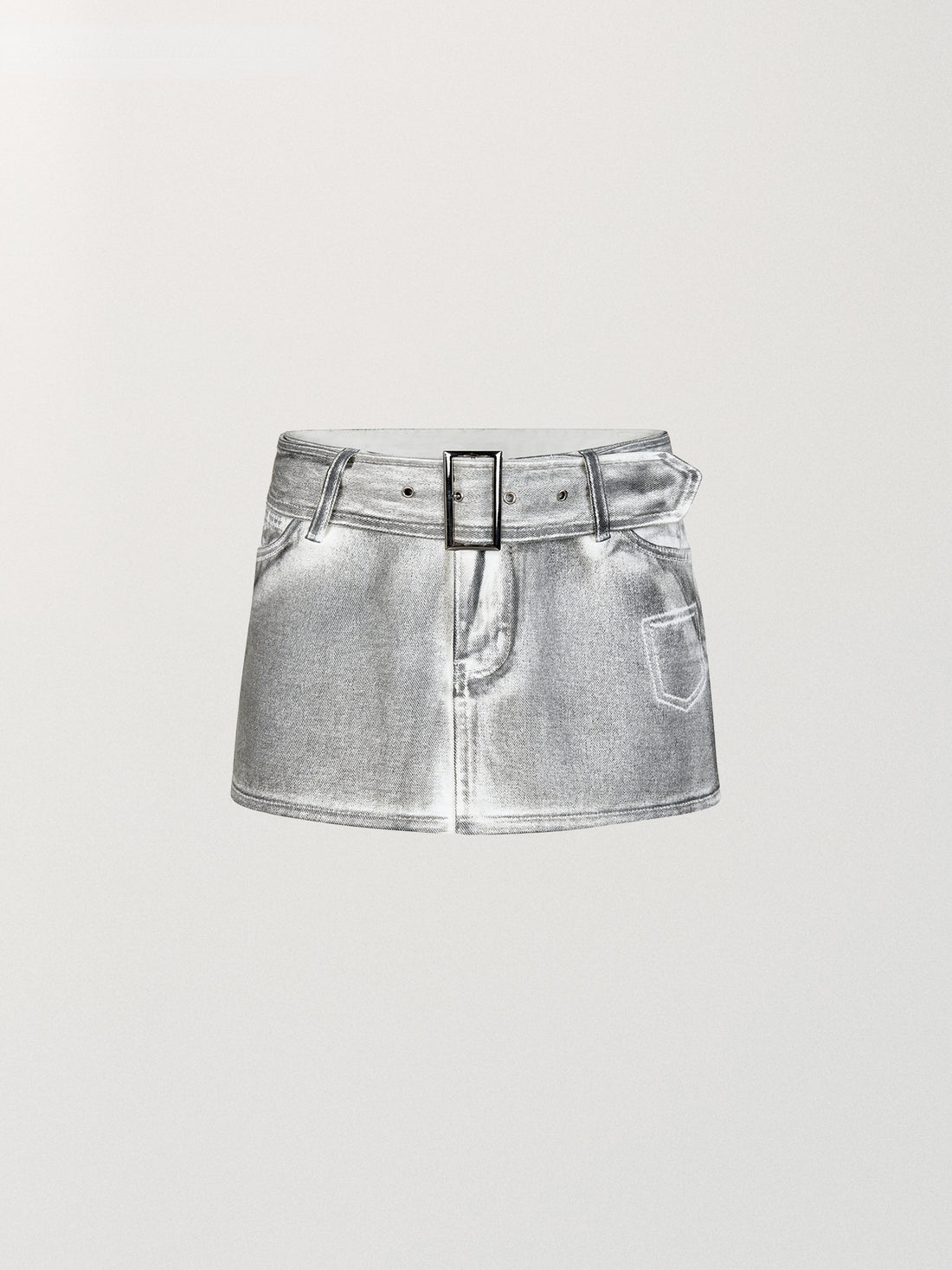 Wide Belt Washed Denim A-Line Mini Skirt - CHINASQUAD