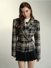 Plaid Fitted Blazer - CHINASQUAD