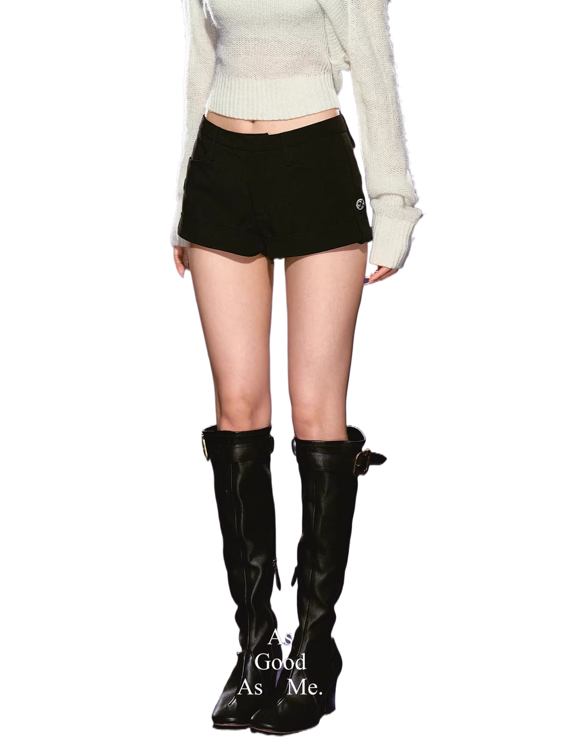 Tailored Rolled-Hem Mini Tweed Shorts