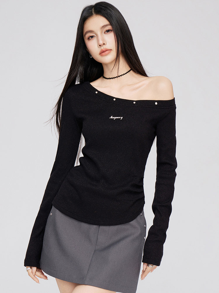 Asymmetric Shimmer Knit Top