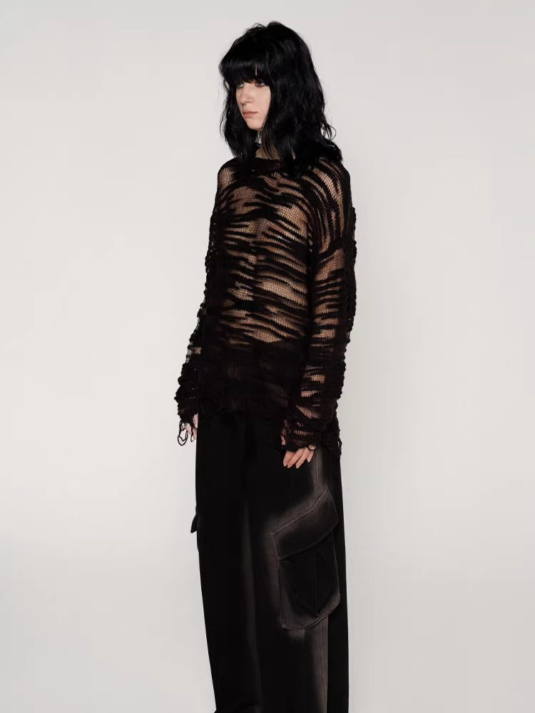 Textured Slub Wool Knit Sweater