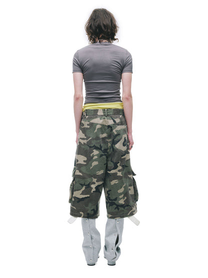 Distressed Slim-Fit Cotton Mid-Length Shorts