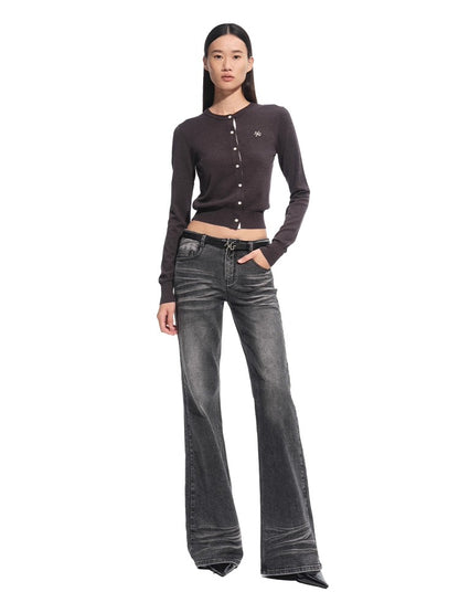 Rosemary Wool Spliced Knit Cardigan - CHINASQUAD