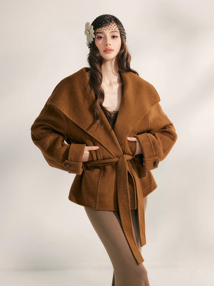 Wool Harmony Double-Faced Short Belted Jacket