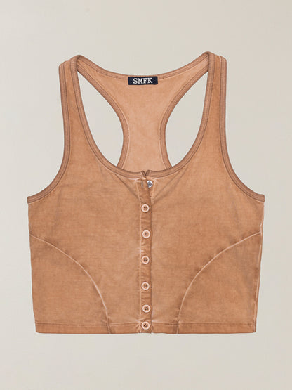 Vintage Hurricane Fade Gym Vest Wild Horse Brown