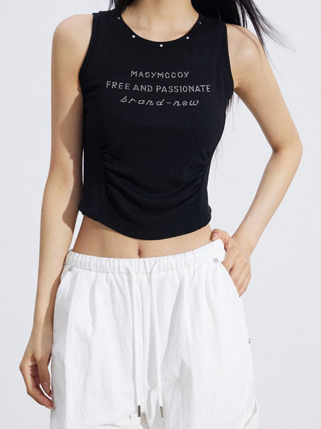 Logo Cinched Waist Sleeveless Tank Top