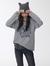 Vintage Cat & Dog Print Distressed Long-Sleeve Tee - CHINASQUAD