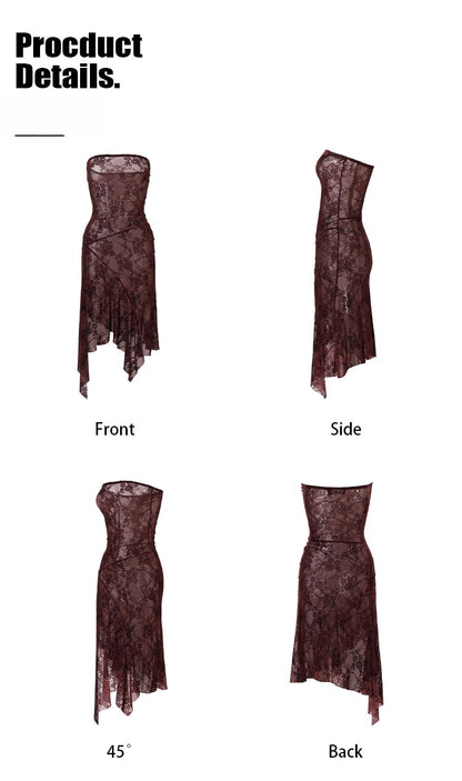 Red Semi-Sheer Floral Velvet Dress