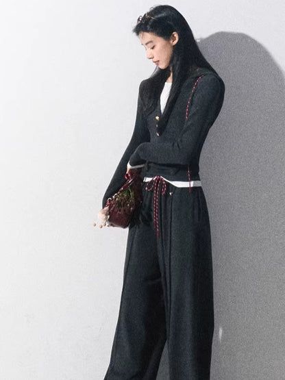 Knit Base Top &amp; Wide-Leg Pants Set