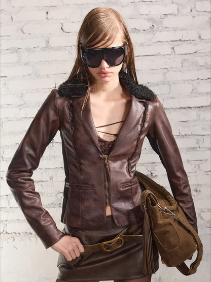 Faux Leather Lace-Up Mini Skirt Shorts