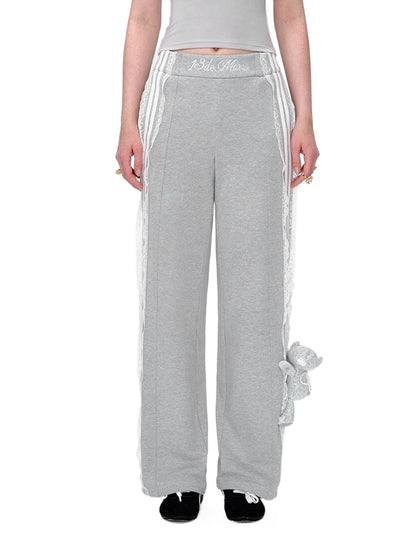 Lace Panel Relaxed Sweatpants Set